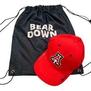 NIKE Dry Fit ARIZONA WILDCATS Red and NAVY Cap and Drawstring Bag Set